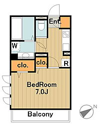 Aina矢部 1Kの間取図画像