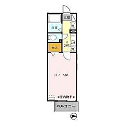 ソシアパート2 1Kの間取図画像