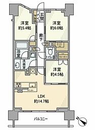 ザ・パークハウス町田フロント 13階3LDKの間取り