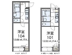 クレイノ中野新橋 1Kの間取図画像
