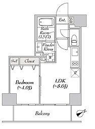 リテラス浅草橋イースト 8階1LDKの間取り