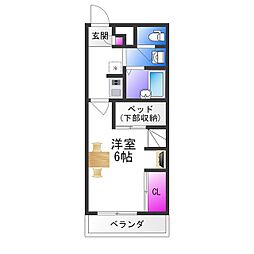 近鉄南大阪線 今川駅 徒歩11分の賃貸マンション 1階1Kの間取り