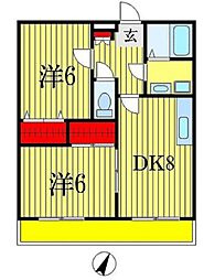 パナタウン白旗1 2DKの間取図画像