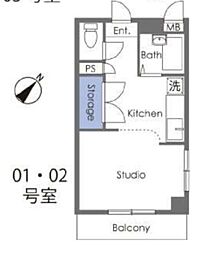 ヴィクトール7 1Kの間取図画像