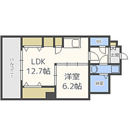 レジデンスカープ博多 1LDKの間取図画像