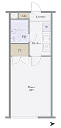 ヴィラ稲荷台 1Kの間取図画像