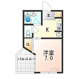 ラフィーネ四条堀川 1Kの間取図画像