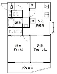 碑文谷メゾン 2LDKの間取図画像