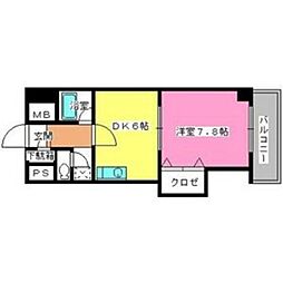 グランシャリオ竹下 1DKの間取図画像