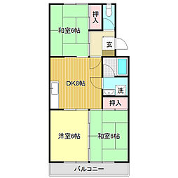 サンハイツ藤村 3DKの間取図画像