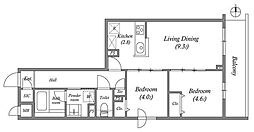 プライムガーデン若木 5階2LDKの間取り
