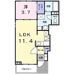 グリシーヌ 1LDKの間取図画像
