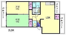 フォーサイト紫R・Viewterrace 2LDKの間取図画像