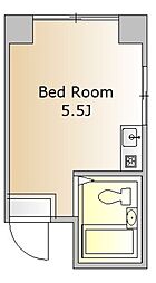 メ・シャンブル 2階ワンルームの間取り