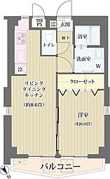 エスペランサ目黒 1LDKの間取図画像