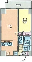 アークシティ松戸 1LDKの間取図画像
