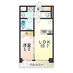 ロンド・エーデルワイス 1LDKの間取図画像