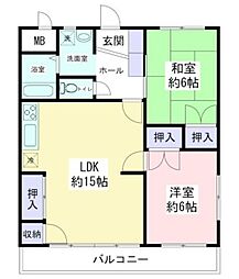 コーワレジデンス 2LDKの間取図画像
