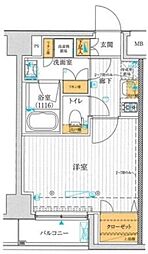 プレール・ドゥーク西新宿5丁目 1Kの間取図画像