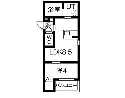 おおさか東線 衣摺加美北駅 徒歩6分の賃貸アパート 2階1LDKの間取り