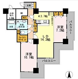 品川シーサイドビュータワー1 2LDKの間取図画像