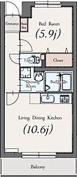アステリアパレス 1LDKの間取図画像
