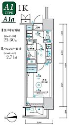 京王線 京王八王子駅 徒歩2分の賃貸マンション 8階1Kの間取り