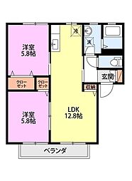 じゅりあん南台 2LDKの間取図画像