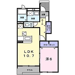 フォーシーズンE 1LDKの間取図画像