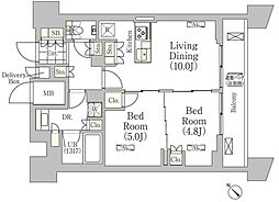 メゾンカルム日本橋馬喰町 2LDKの間取図画像