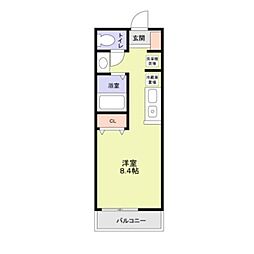 珀 204 2階ワンルームの間取り