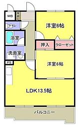 リュミエール 2LDKの間取図画像