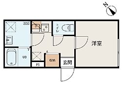 Preferred Akabane 4階1Kの間取り