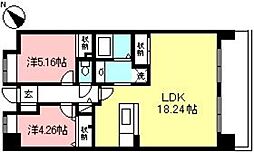 ガーデンヒルズ白鳥 2LDKの間取図画像