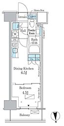 パークアクシス新宿百人町 1DKの間取図画像