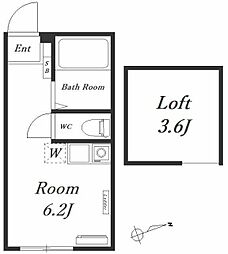 ヒルズ渡田東町 ワンルームの間取図画像