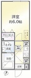 アザーレ・ターコイズ府中本町B 1階1Kの間取り
