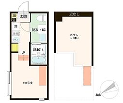 パインリーフ 1階ワンルームの間取り