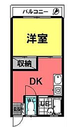シェルコーポ 1DKの間取図画像