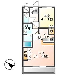 ヒルクレストＭ 1階1LDKの間取り