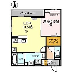 プラザシャルム 1LDKの間取図画像