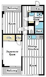 ユニテ大森 3DKの間取図画像