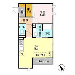 ピュアボート川口元郷 1LDKの間取図画像