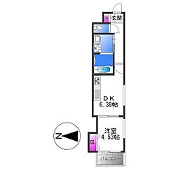 レクエルド柏田本町 3階1DKの間取り