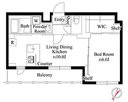ハーモニーレジデンス新宿余丁町ザ・ガーデン 1LDKの間取図画像