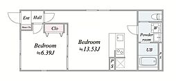 PREAS OHMORI 1LDKの間取図画像