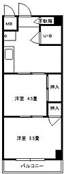 ダイアパレス三鷹 2Kの間取図画像