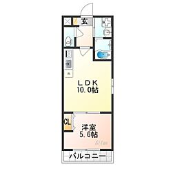 ソリティア梅小路 1LDKの間取図画像