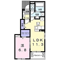 グリシーヌ・イースト 1LDKの間取図画像