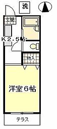 プチハイツ下高井戸 1Kの間取図画像